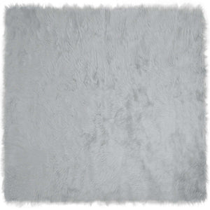 Grauer Kunstfell Teppich 240x240cm