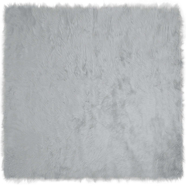 Grauer Kunstfell Teppich 240x240cm