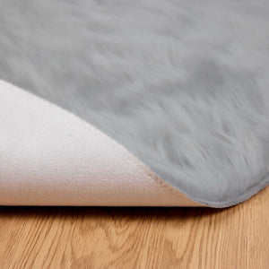 Grauer Kunstfell Teppich Ø 80cm