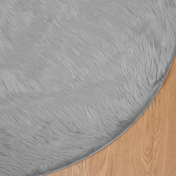 Grauer Kunstfell Teppich Ø 80cm