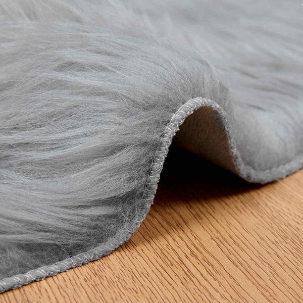 Grauer Kunstfell Teppich Ø 100cm
