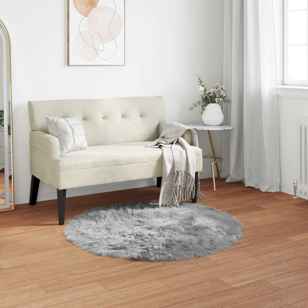 Grauer Kunstfell Teppich Ø 100cm
