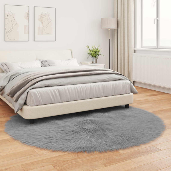 Grauer Kunstfell Teppich Ø 160cm