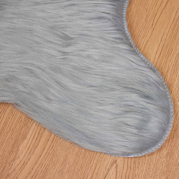 Grauer Kunstfell Teppich 50x80cm