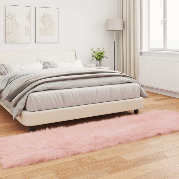 Rosa Kunstfell Teppich 80x250 cm