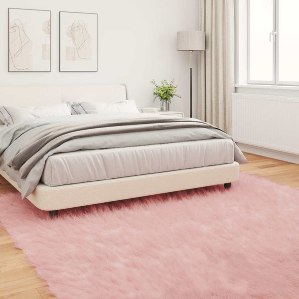 Rosa Kunstfell Teppich 200x200 cm