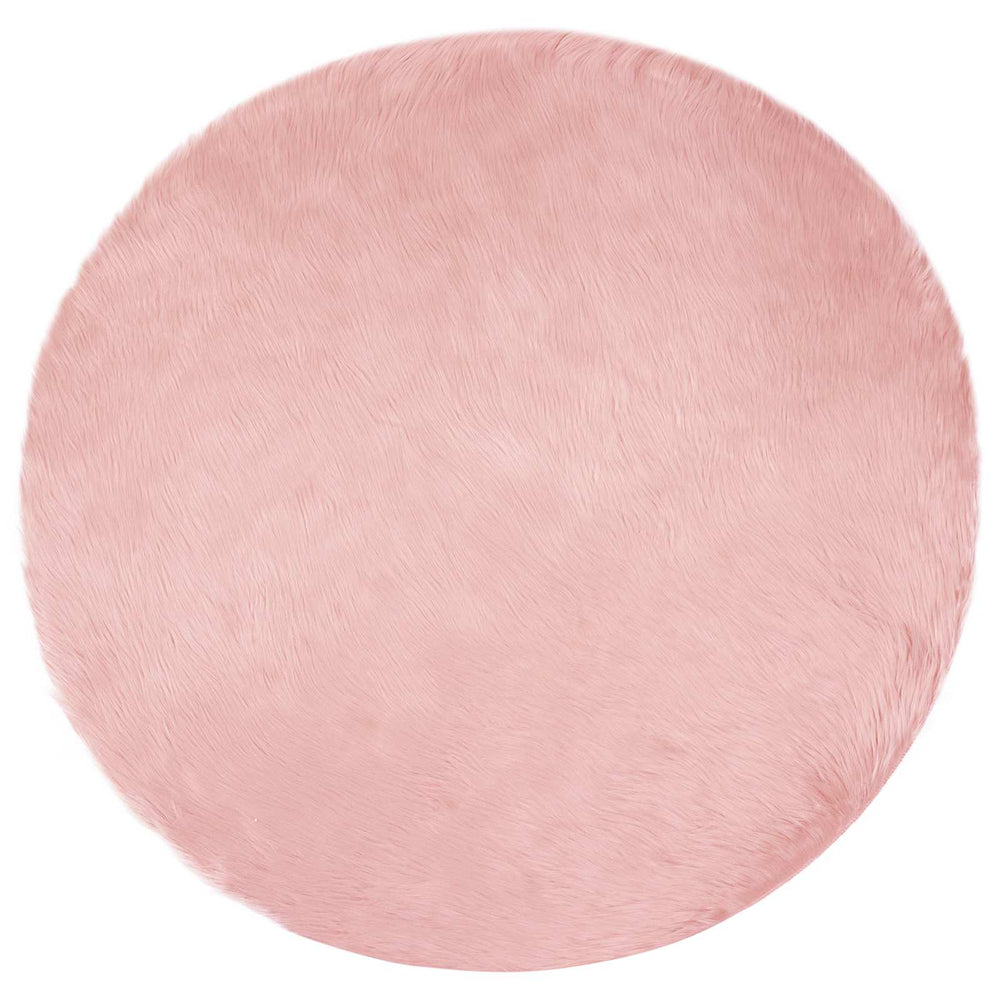 Rosa Kunstfell Teppich Ø 80cm