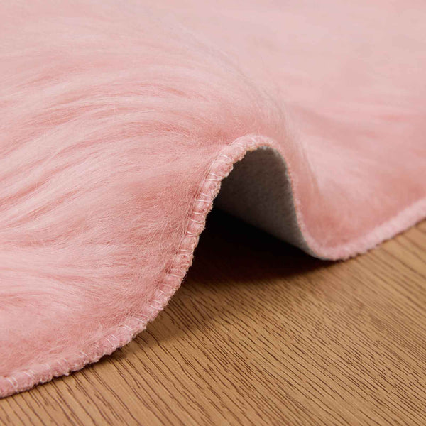 Rosa Kunstfell Teppich Ø 100cm