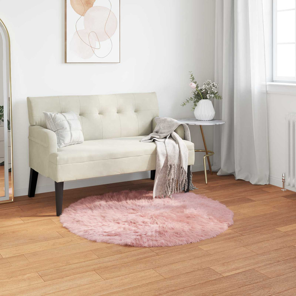 Rosa Kunstfell Teppich Ø 120cm