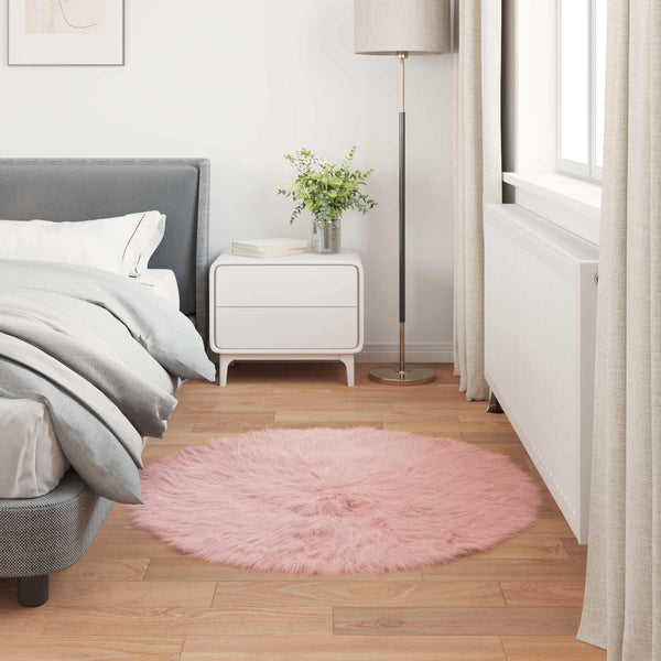 Rosa Kunstfell Teppich Ø 120cm