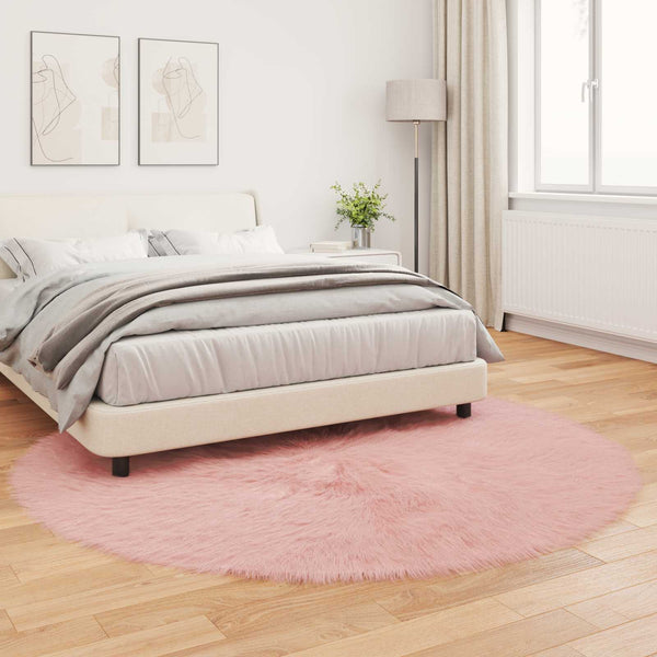 Rosa Kunstfell Teppich Ø 200 cm
