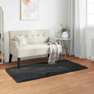 Schwarzer Kunstfell Teppich 60x110 cm
