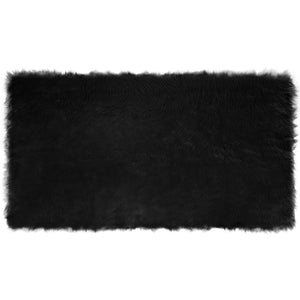 Schwarzer Kunstfell Teppich 60x110 cm