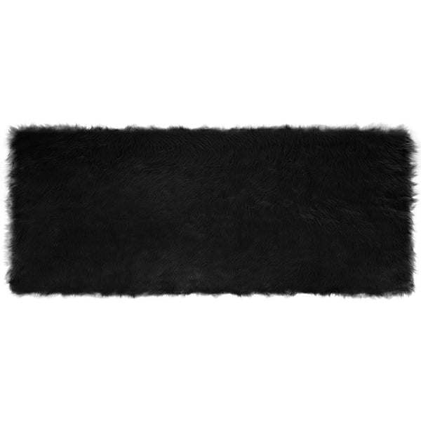 Schwarzer Kunstfell Teppich 80x200 cm
