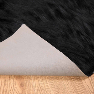 Schwarzer Kunstfell Teppich 100x200 cm