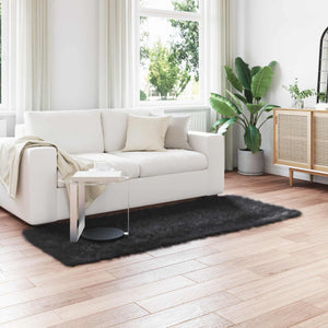 Schwarzer Kunstfell Teppich 100x200 cm