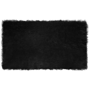 Schwarzer Kunstfell Teppich 100x200 cm