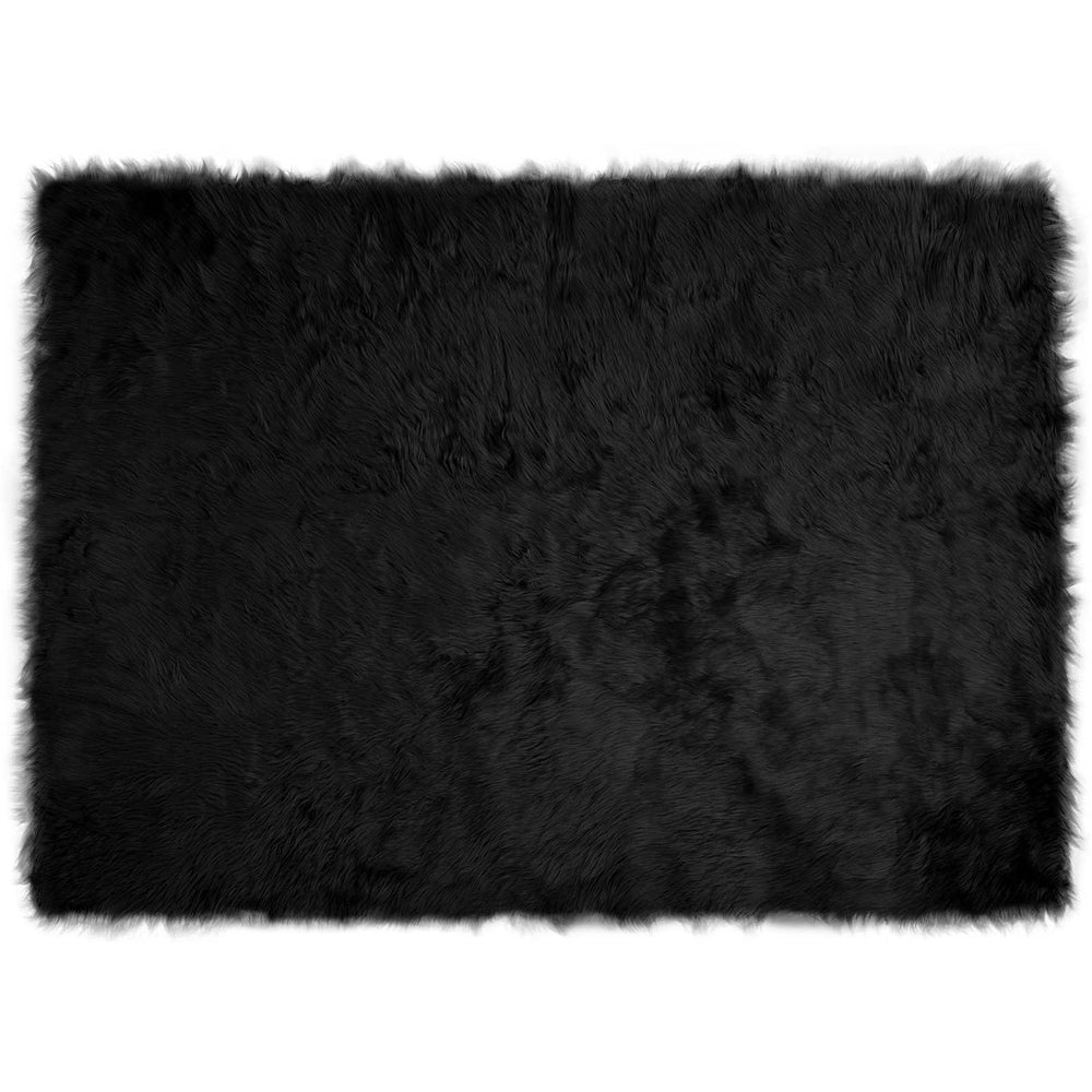 Schwarzer Kunstfell Teppich 120x170 cm