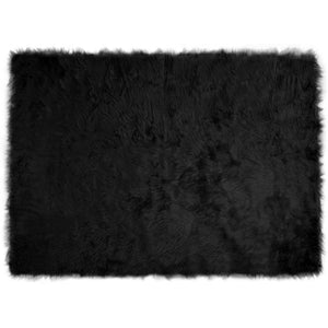 Schwarzer Kunstfell Teppich 120x170 cm