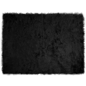 Schwarzer Kunstfell Teppich 160x230 cm
