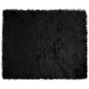 Schwarzer Kunstfell Teppich 200x280 cm