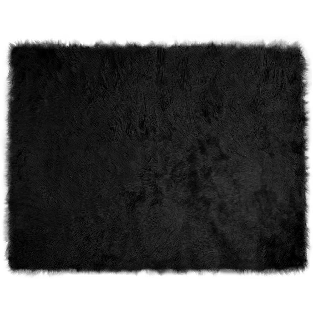 Schwarzer Kunstfell Teppich 240x340 cm