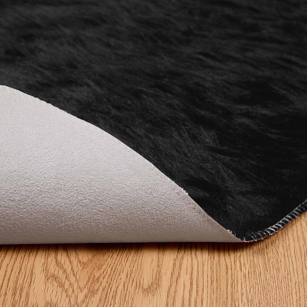 Schwarzer Kunstfell Teppich Ø 120cm