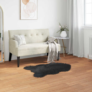 Schwarzer Kunstfell Teppich 50x80 cm