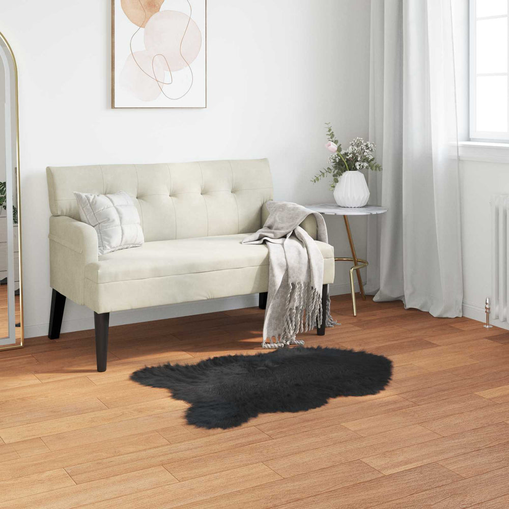 Schwarzer Kunstfell Teppich 60x90cm