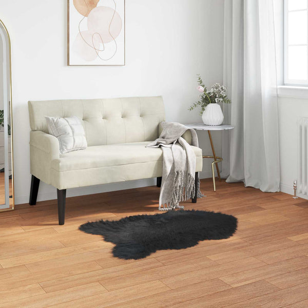 Schwarzer Kunstfell Teppich 80x120 cm
