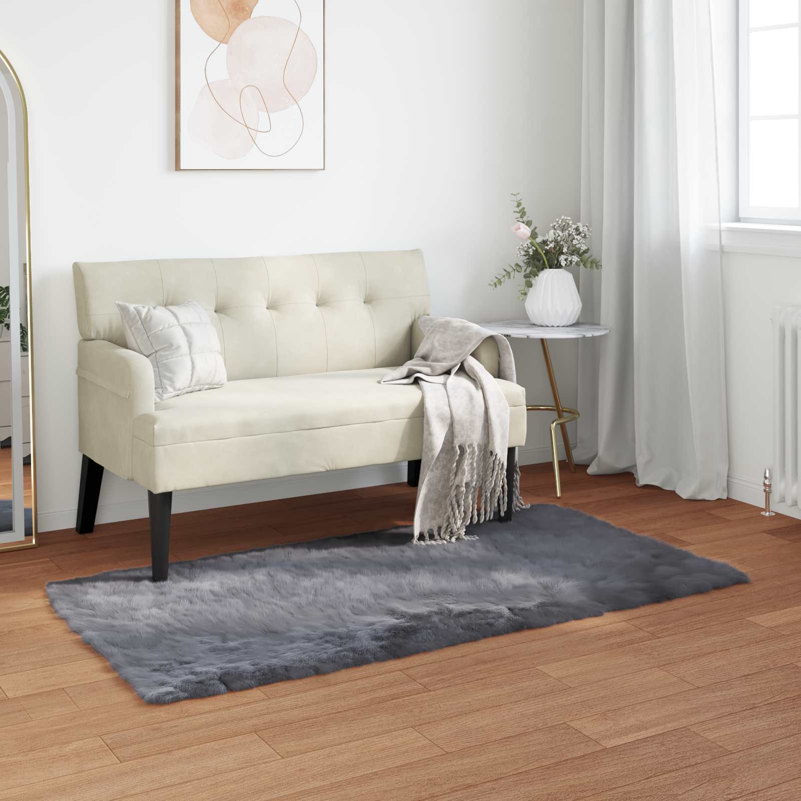 Anthrazit Kunstfell Teppich 60x110 cm