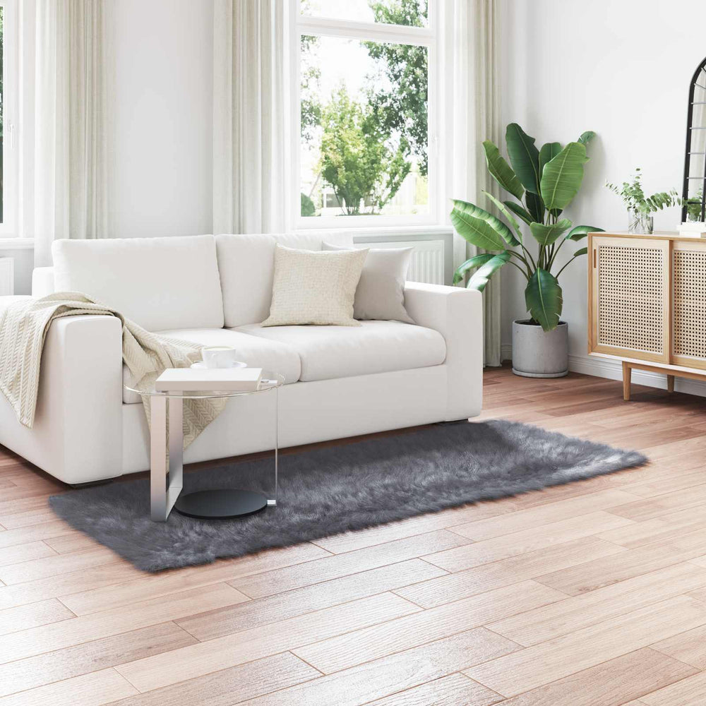 Anthrazit Kunstfell Teppich 80x200 cm