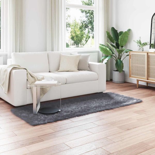 Anthrazit Kunstfell Teppich 80x200 cm