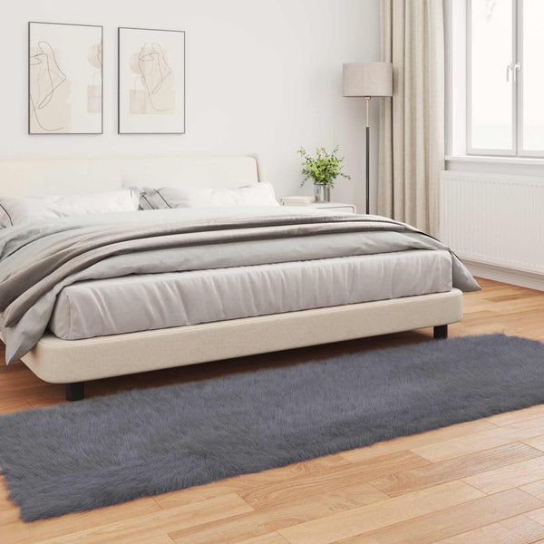 Anthrazit Kunstfell Teppich 80x250 cm