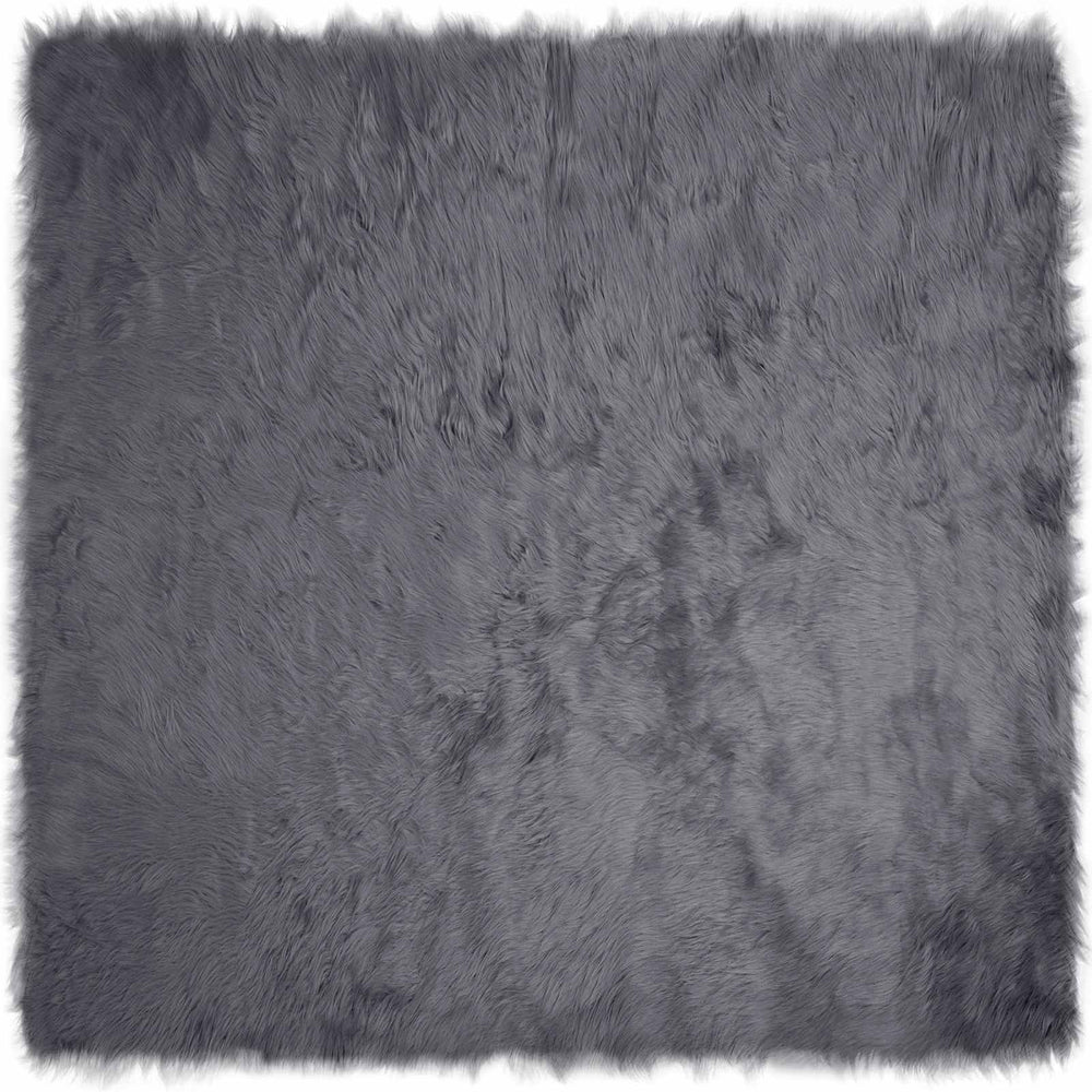 Anthrazit Kunstfell Teppich 120x120cm