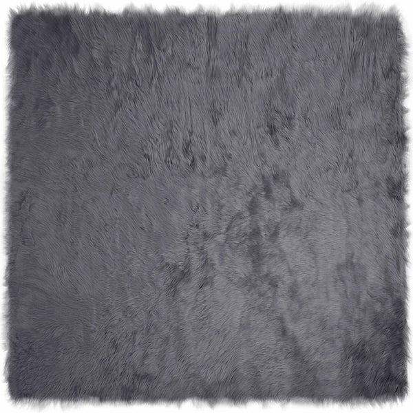 Anthrazit Kunstfell Teppich 160x160 cm