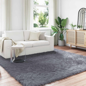 Anthrazit Kunstfell Teppich 240x240 cm
