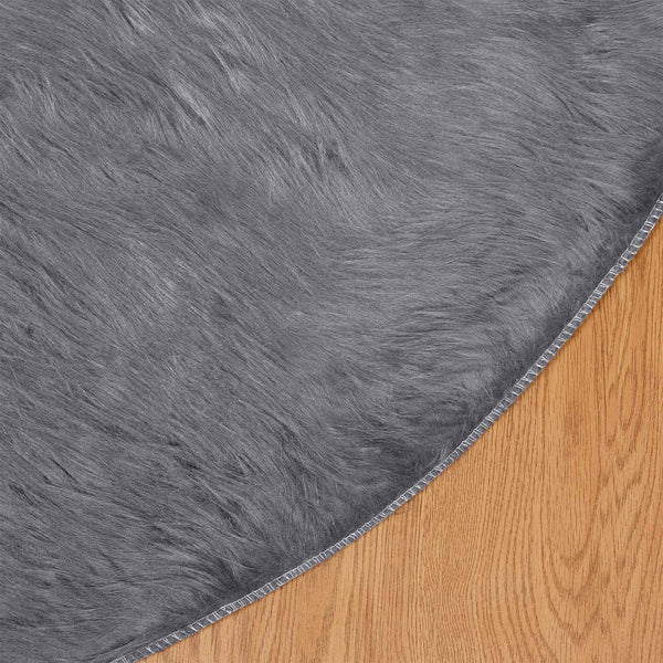 Anthrazit Kunstfell Teppich Ø 100cm