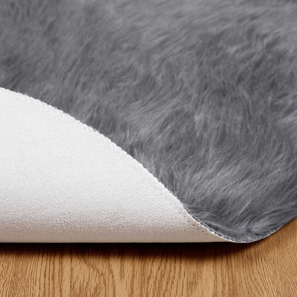 Anthrazit Kunstfell Teppich Ø 120cm