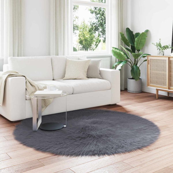 Anthrazit Kunstfell Teppich Ø 160cm