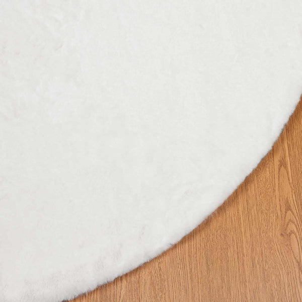 Weißer Kunstfell Teppich Ø 100cm, Rutschfest