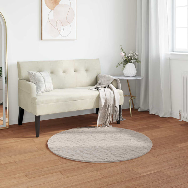 Beiger Kunstfell Teppich Ø 80cm