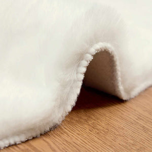 Creme Kunstfell Teppich Ø 80cm