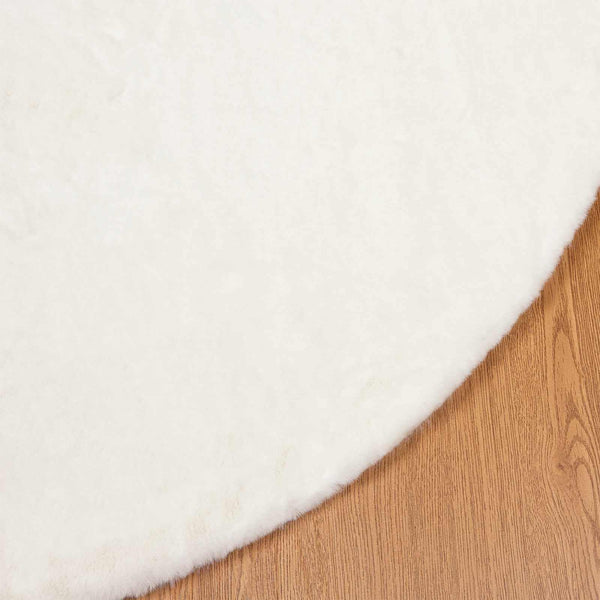 Creme Kunstfell Teppich Ø 80cm