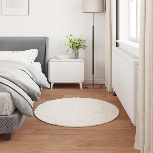 Creme Kunstfell Teppich Ø 80cm