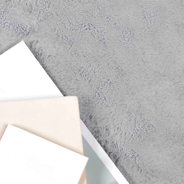 Rundes Kunstfell Teppich Grau Ø 100cm