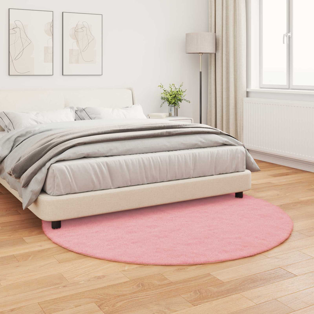 Runder Kunstfell Teppich Rosa Ø 160cm