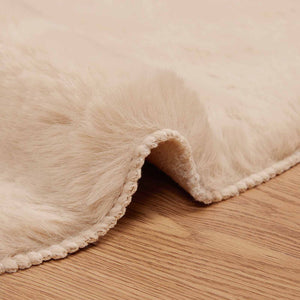Rutschfester Kunstfell Teppich Taupe Ø 80cm