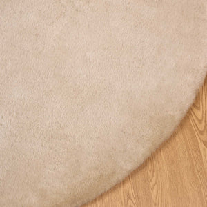 Rutschfester Kunstfell Teppich Taupe Ø 80cm