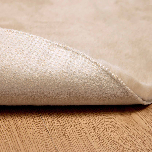 Rutschfester Kunstfell Teppich Taupe Ø 80cm